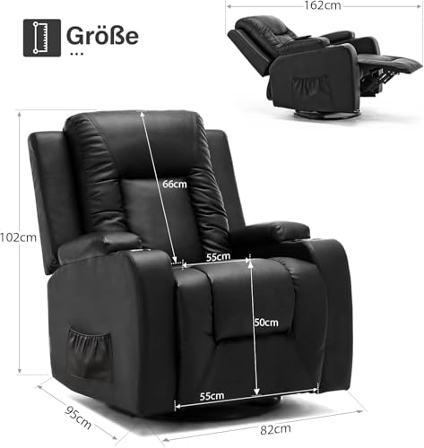 COMHOMA Relaxsessel Massagesessel Fernsehsessel mit Liegefunktion Vibration Heizung - 3