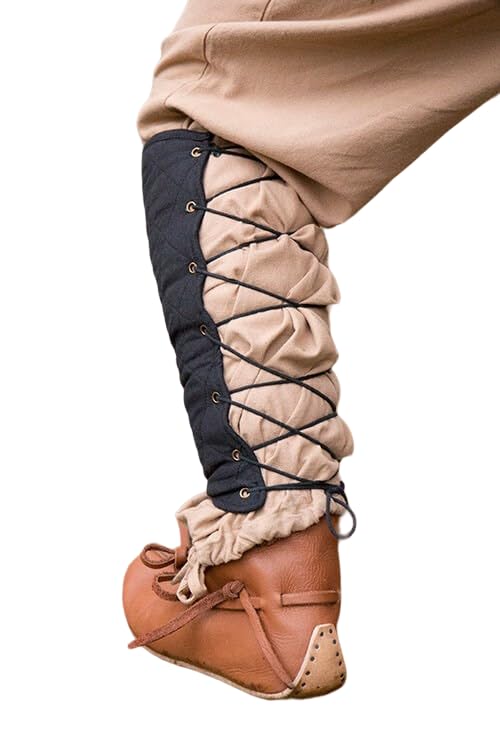 NauticalMart Medieval Gambeson Arms & Greaves Padded Armor Functional Bracers/Lower Leg Cotton Costume for Adults (Leg Greaves)
