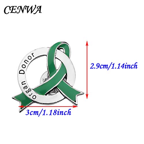 CENWA Organ Donor Jewelry Organ Donor Gift Organ Donation Awareness Gift Organ Donor Green Ribbon Pin2