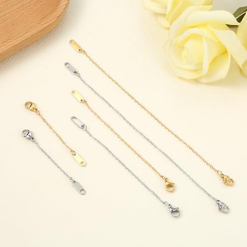 KOPOX 6 Pcs Gold and Silver Plated Necklace Extenders for Necklaces, 2", 4", 6" Delicate Necklace Extender Chain Set for Women Jewelry Making - 5