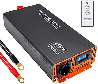 DATOUBOSS Falownik Czysty Sinus 1500W DC 12V na AC 230V Przetwornica Napięcia, z ekranem LCD & Pilotem Zdalnego Sterowania USB & Type-c pilot &1 x Gniazda AC do Przyczep Kempingowych
