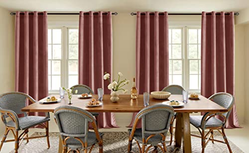 Luxurious Woaboy Velvet Curtains in Dusty Rose Pink - 90 Drop Thermal Blackout Drapes for Living Room & Girls Bedroom, Insulated Eyelet Window Treatment (W66 x L90, 2 Panels) - Image 7