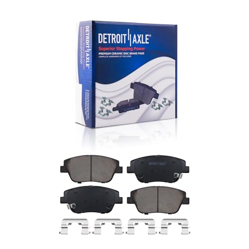 Image of Detroit Axle - Front Brake Kit for 2011-2016 Kia Optima 2011-2015 | Hyundai Sonata Drilled & Slotted Disc Brakes Rotors Ceramic Brake Pads w /Hardware 2012-2014 Replacement 11.81 inch Rotor