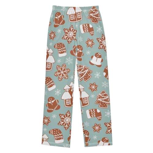 Boys' Pants Christmas Tree Gingerbread Blue Long Bottoms Jogger Pants Elastic Waist Trousers with Pockets S-XL