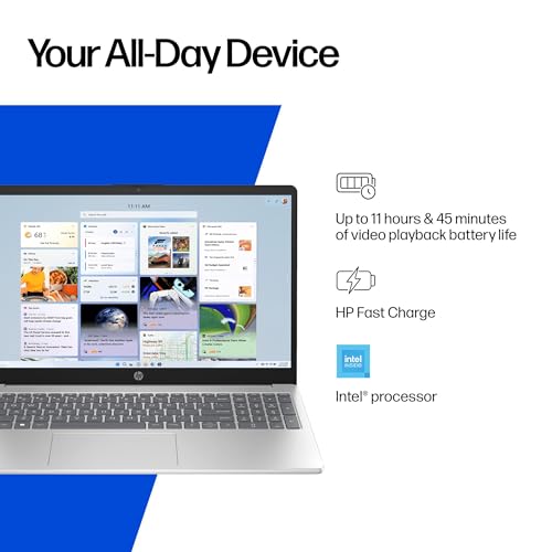 Image of HP 15.6 inch Pavilion Laptop Computer PC, Intel N100 (16GB RAM, 256GB SSD) Lifetime Office 365, Portable Design & Long Battery Life, for Home Daily use, Windows 11 Home, Silver