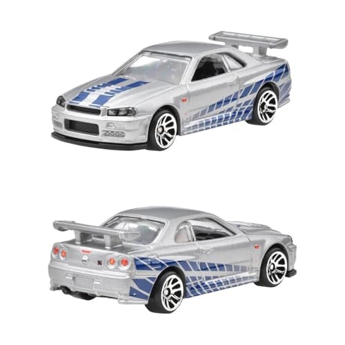 Hot Wheels Fast and Furio Brian O'Conner Auto Nissan Skyline GT-R (BNR34) Modelo a Escala 1:64 – Longitud 7 cm – JBY31