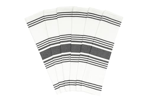 Image of Black Dish Towels - Super Absorbent, Lint-Free, 6 Pack, 100% Cotton, 30 inchx20 inch Black Cotton Striped Kitchen Towels - Washable, Durable, Lint-Free All-Season Tea Towels - Extra Large & Reusable (6 Pack)