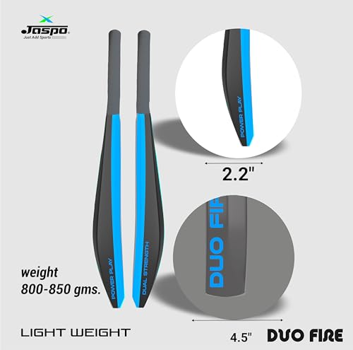 Image of Jaspo Fumes Premium Hard Plastic Tennis Cricket Full Size Bat (34 X 4.5 Inch) for All Age Groups (Slog Plus (Dual Color-Grey Blue))