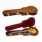 Wooden Hard-Shell Protective Carrying Case for KLP Style Electric Guitar with Lock Latch Padding Brown