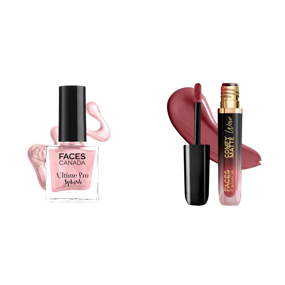 FACESCANADA Splash Glossy Finish Nail Enamel Twinkle 36 8ml & Comfy Matte Wow Liquid Lipstick Mauve Majesty 02 3.8ml-image-34