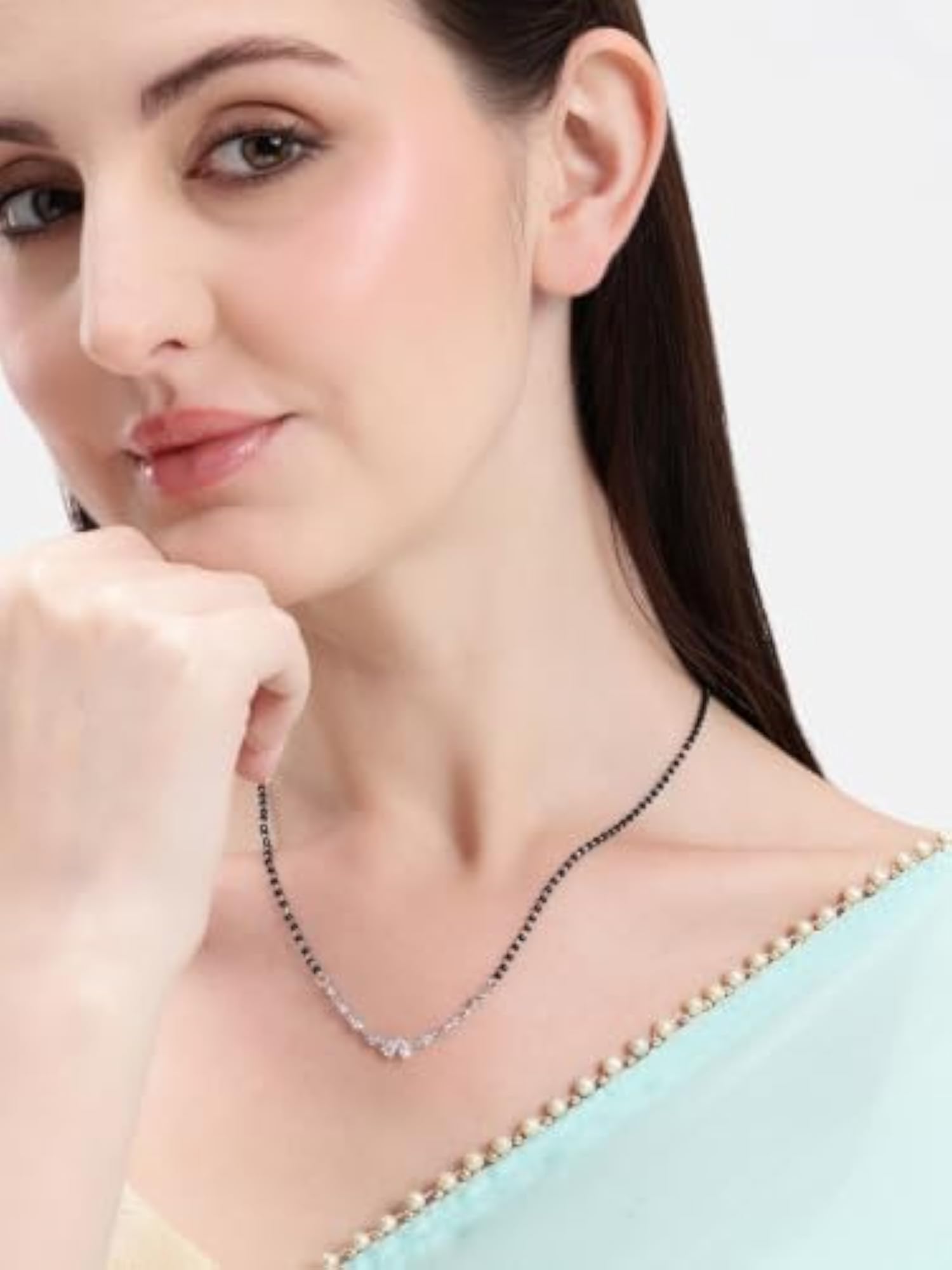 Women's 925 Sterling Silver Mini Heart Mangalsutra with Zircon