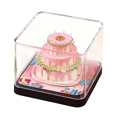 Calendario de escritorio 3D 2026 de tarta de cumpleaños con bloc de notas de papel