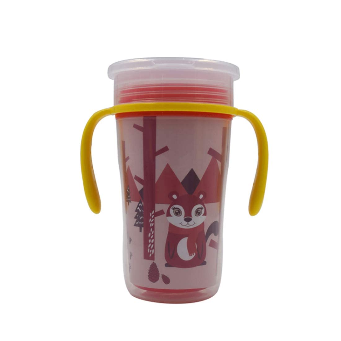 Moppets Double Wall 360° Transition Sipper Cup for Baby/Toddlers -12 Months to24 Months (Lip Activated Control Flow) - 12 Oz (RED) -