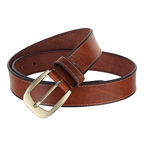 Image of Genuine Leather Belt for Formal, Casual & Jeans Wear, belt for Mens /Boys. Color - Tan /Blue||CSBL-06||