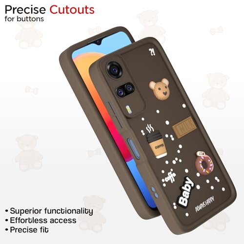 Image of Pikkme Back Cover for Vivo Y31 / Y51 | Cute Fun Cartoon 3D Bear Silicone Full Body Protection Bumper Case (Brown)