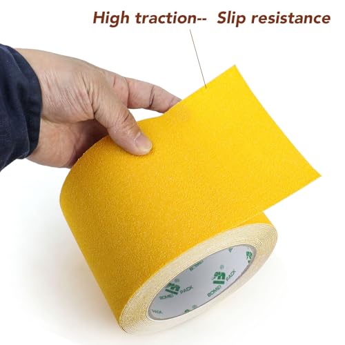 BOMEI PACK Anti Slip Traction Tape, 4 Inch x 16 Foot - Best Grip, Friction, Abrasive Adhesive for Stairs, Tread Step, Indoor, Outdoor (4" X 16') (Yellow) by BOMEI PACK - Image 3