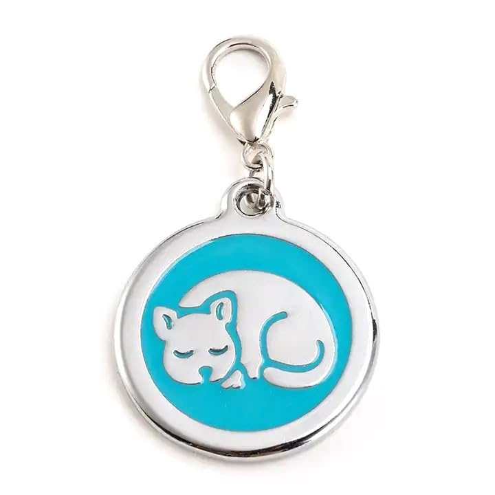 COOLLIANT Personalized Pet ID Tags with Lobster Claw Clasp for Kittens and Cats - Small pet Tags for Cats, cat Name Tags for Collar, Custom cat id tag