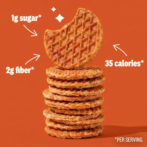 Image of Rip Van Wafels Snickerdoodle Mini Stroopwafels - Low Carb, Low Sugar, Keto Friendly Snacks - Non-GMO, Healthy Office Snack & Breakfast Treat - 64 Pack