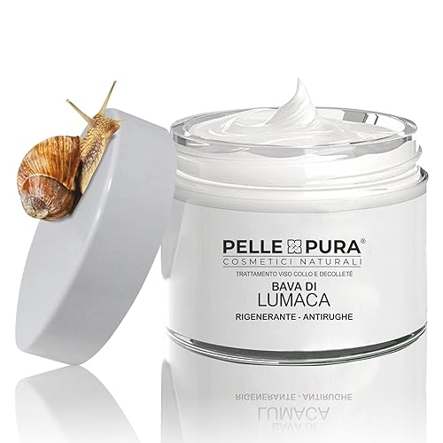 Pelle Pura Crema Viso Bava Di Lumaca ricco di Vitamina E, Antirughe, Antietà, Rigenerante, Idratante, Elasticizzante con estratti di Burro di Karitè Naturale 50ML MADE IN ITALY