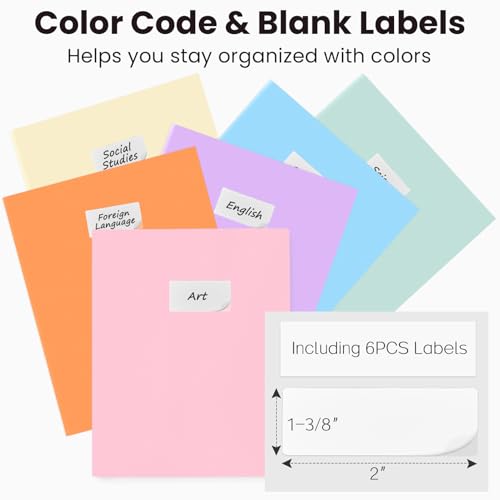 image for Sooez 6 Pack Folders with Pockets, Heavy Duty Plastic File Folders, 2 