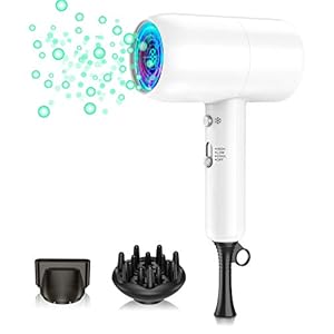 ヘアドライヤー 大風量 ドライヤー マイナスイオンケア 1200W 冷熱温風 低騒音 速乾 恒温 ノズル付き 家庭用&ヘアサロン専用 軽量 コンパクト 日本語説明書付 PSE 認証済 ホワイト