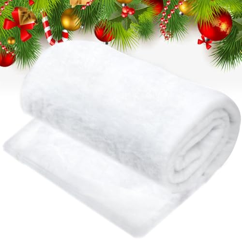 WEFHEF Neige Artificielle en Coton 80 x 300 cm, Couverture de Fausse Neige Blanche, Grands Tapis Neiges Noël Doux, Flocons de Neiges Artificielles Décoratives, pour Décoration Sapin Village Festival
