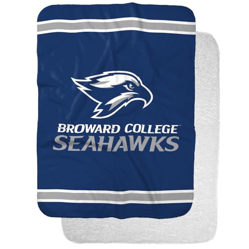 Broward College Primary Logo Stripes Sherpa Blanket, Warm Soft Cozy 30"X40"