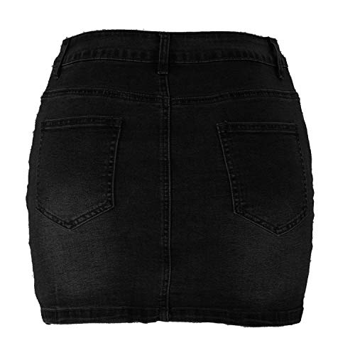 Tulucky Women's Button Down Front Denim Short Skirt with Side Pocket3