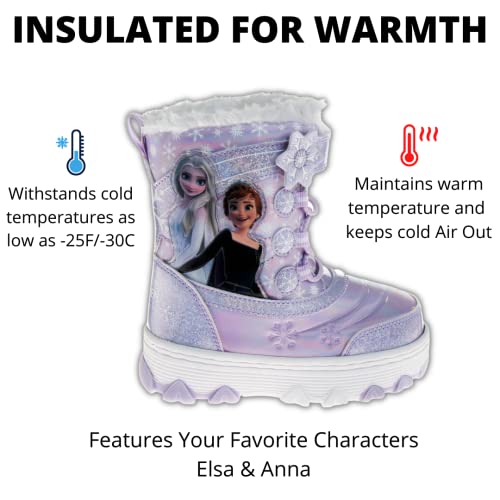 Disney Girls Frozen Elsa And Anna Snow Boots - Snowflakes Fur Trim (Toddler/Little Kid), Purple (10 Medium, Toddler) #TOP1