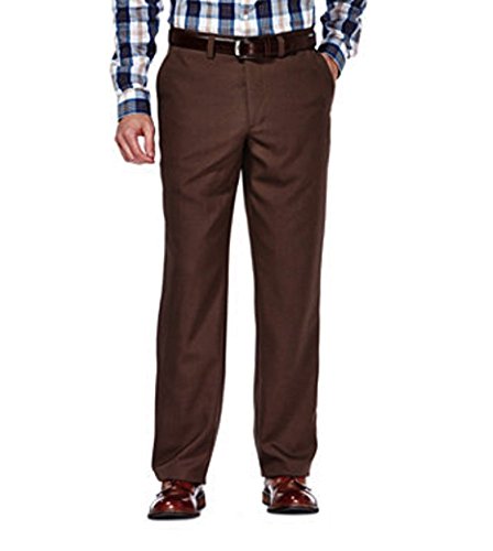 Haggar Clothing Mens Sustainable Stretch Chino Flat Front Straight Fit Pants (38x34, Brown Heather)