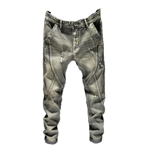 Men's Summer Jeans Holes Designer Trendy Straight Plus Size Denim Trousers Pants
