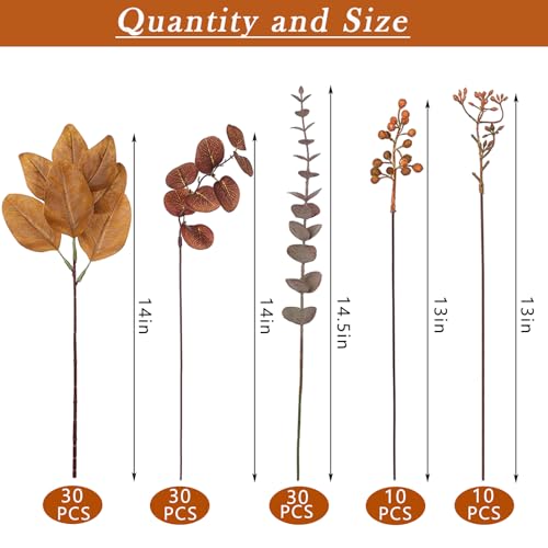 YXZZWL-110-Pcs-5-Kinds-Mixed-Artificial-Eucalyptus-Stems-and-Faux-BerryAutumn-Fake-Eucalyptus-Leaves-Stems-Bulk-Branches-for-DIY-Bouquets-Floral-Arrangement-Wedding-Home-Fall-Decorations-Orange YXZZWL 110 Pcs 5 Kinds Mixed Artificial Eucalyptus Stems and Faux BerryAutumn Fake Eucalyptus Leaves Stems Bulk Branches for DIY Bouquets Floral Arrangement Wedding Home Fall Decorations Orange