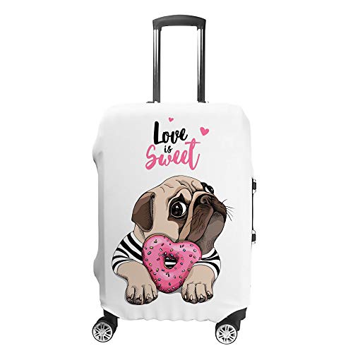 Housse de voyage lavable chiot carlin rose pour valise étanche
