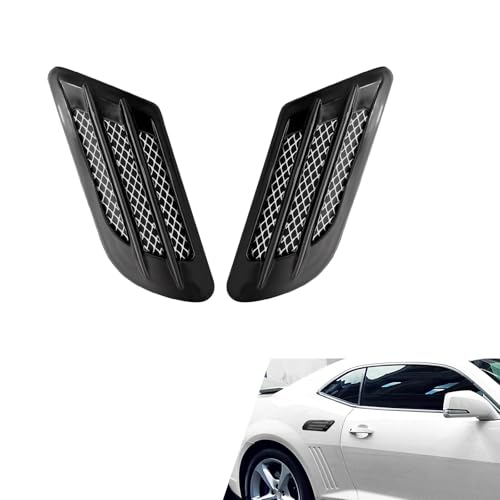 Pniwuno 1 Pair Car Side Air Vent Cover Stickers, Fake ABS Hood Scoop Vent Decorative Sticker, Side Fender Air Vent Grille Decoration Cover Trim, Universal for Most Cars (Black)