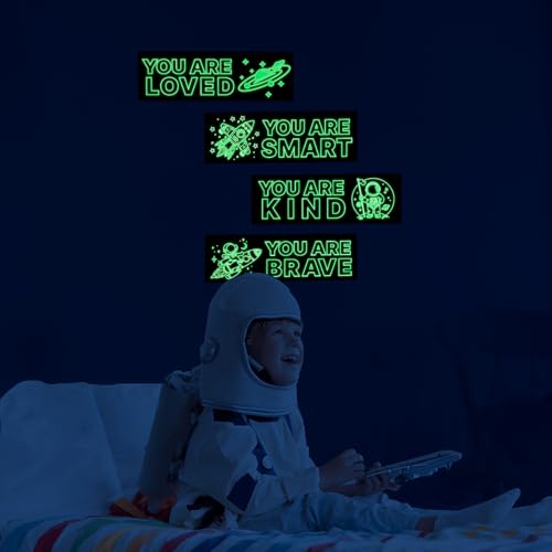 Vinilos de pared astronauta fosforescentes 4 piezas miniatura 5