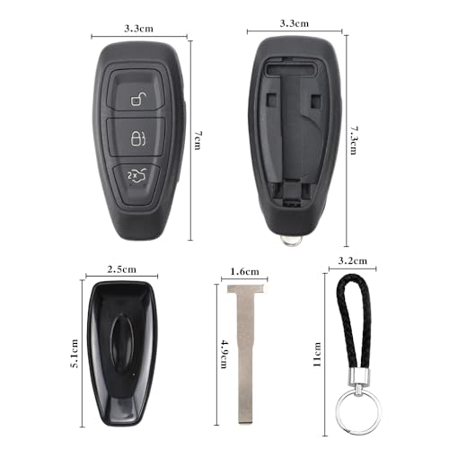 LbsAMP 3 Buttons Car Key Fob Cover Car Key Shell Ford Remote Key Fob Case Replacement Compatible with Ford Fiesta Focus Galaxy Fusion Mondeo B-Max C-Max S-Max Kuga Ecosport Keyless - Image 3