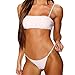 Produktbild Huihong Sommer Bikini Set Bademode Badehose Push Up Gepolsterten Festen BH Badeanzug Beachwear (M, Weiß)