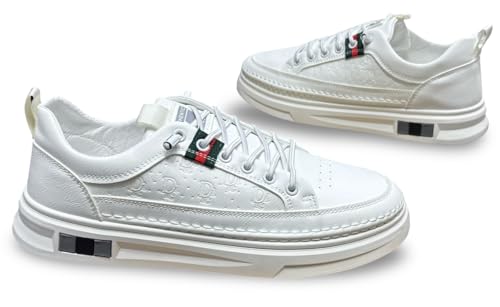 Image of Fashion Platform Sneakers, Embossed Pattern, Casual Athletic Shoes for Mens