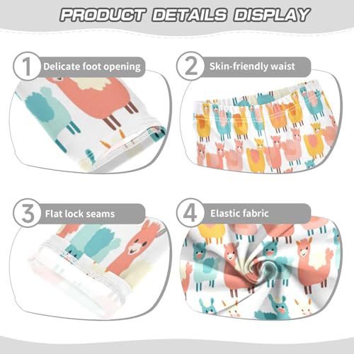 Bolaz Toddler Girls Leggings Printed Yoga Pants Leggings Blue Yellow Alpaca for Kids3