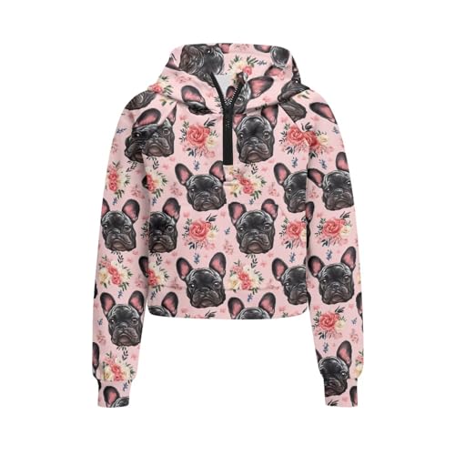 Girls Hoodies Size 5-14Y Hooded Hoodies with Pocket Long Sleeve Half Zip Up Hooded Sweatshirts4