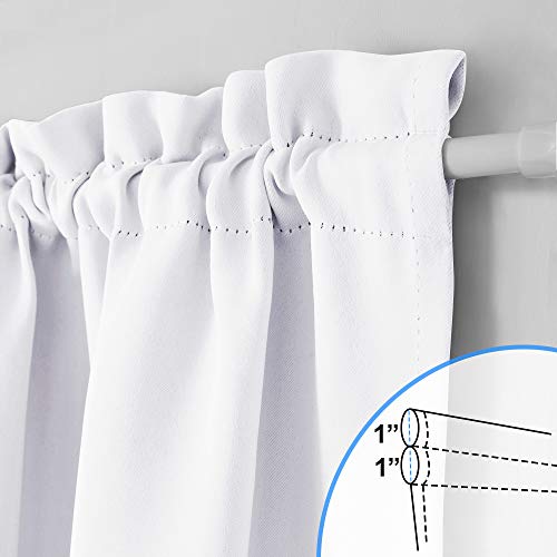 Nicetown Pure White French Door Curtains - 50% Sunlight Blocking Patio Door Panels, Side Lights Door Panels 25 Inches Width X 72 Inches Length - Tie Back Included (2 Panels) #TOP2