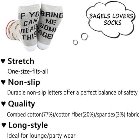 G2TUP 2 Pairs Bagel Lover Gift Bring Me Some Bagels Socks Food Lover Gift Bagel Taster Gift Bread Enthusiasts Gift