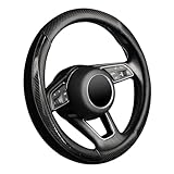 LABBYWAY New Microfiber Leather Steering Wheel Cover, Universal Fit 15 Inch Car Anti-Slip Wheel Protector, Sport Moon Style(Black)