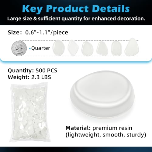 Image of NAMTSO White Glow in the Dark Rocks Outdoor Garden Decor, 500 pcs, 2.3 lbs | Large 0.6 inch-1.1 inch /pc, Resin Glowing Pebbles, Luminous Stones for Landscaping, Patio, Backyard, Lawn, Aquarium & Fish Tank Decor