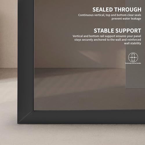 Xilewying Fixed Full-Framed Bathroom Shower Glass Door, 34"*74" Single Shower Glass Screen Panel, 5/16"(8mm) Gray Tempered Glass Shower Door for Walk-in Shower, Matte Black