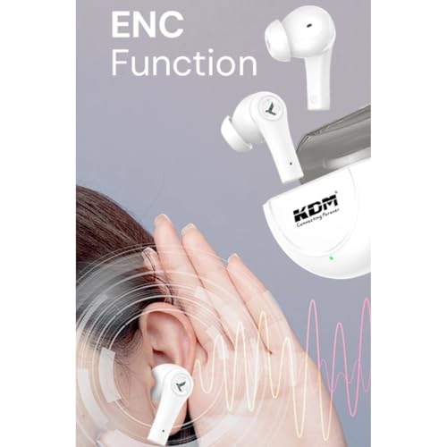 Image of KDM - E5 Smilepods Truly Wireless in Ear Earbuds with 30hrs Playtime, ENC, Voice Changing, Low Latency, Buds TWS, White
