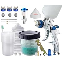 HVLP Lackierpistole Mit 3 Düsen (1,4mm, 1,7mm, 2,0mm) & 10 Einwegbechern - Druckluft Spritzpistole Für Auto, Möbel, Zaun