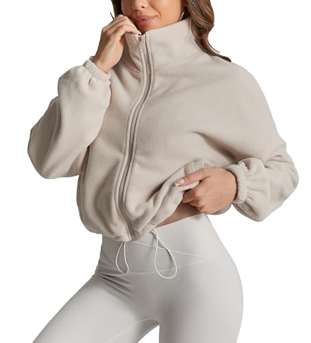 Fleece Winter Hiking Jacket for Women Cozy Fleece with Secure Side Pockets with 3F Zipper Long Sleeve