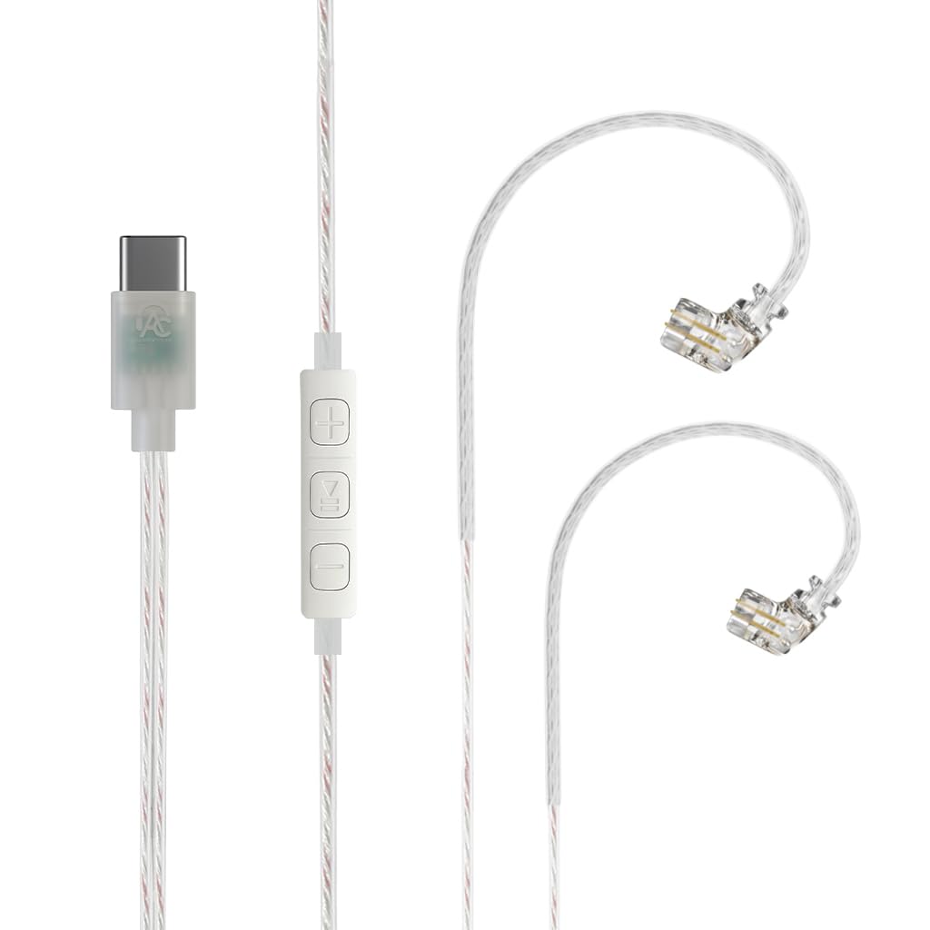 C18 IEM Upgrade Cable With 3-Button Mic, Silver Plated Type-C Cable, High-Res Audio Cable With KT02H20 DAC (32bit/384kHz), App PEQ (0.75mm QDC)