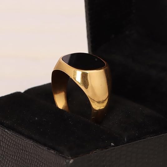 Natural Black Onyx Men's Ring 14k Gold Plated Men's Wedding Anniversary Engagement Ring Gemstone Gold Signet Ring Jewelry Gift for Him Sterling Silver Handmade Ring - Image 2